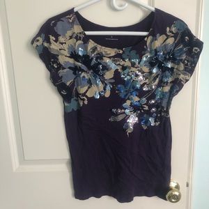 Express Purple Top w Sequin Accents- Small